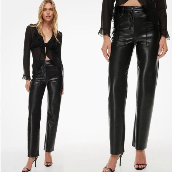 Wilfred Aritzia The Melina Pant Size 0 High Rise Vegan Leather Black Pants - Picture 5 of 6